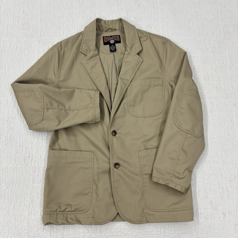 Duluth Trading Co Sport Coat Jacket Mens Medium Khaki Canvas Chore Blazer